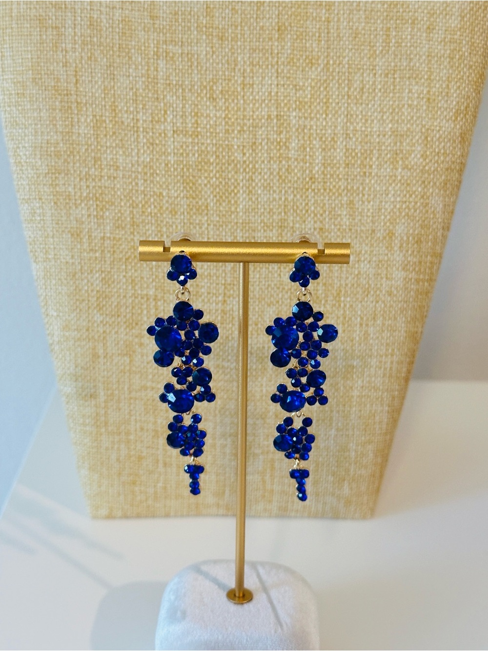 Fashion Jewelry Royal Blue Crystal Cascade Drop Earrings - Women Jewelry